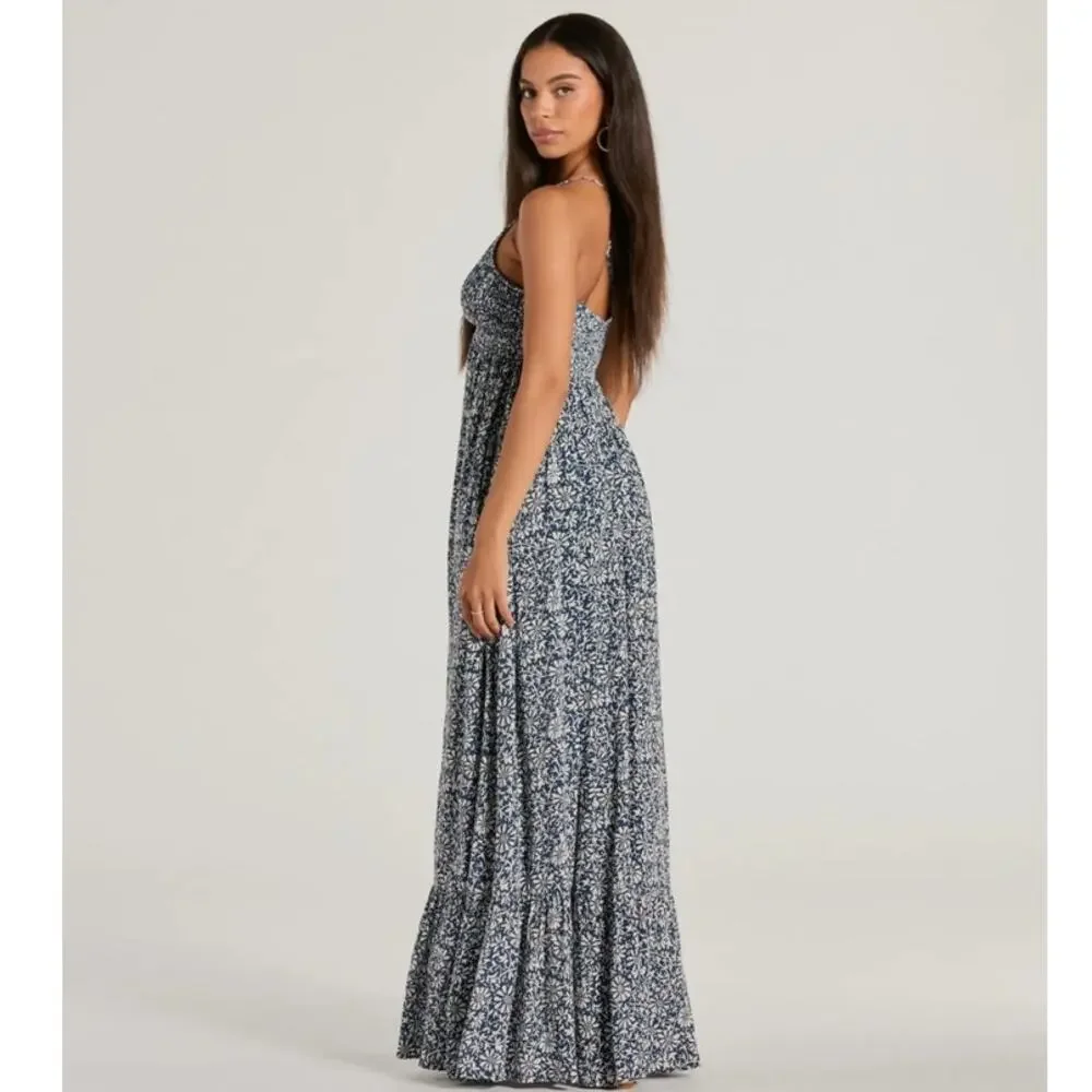 Windsor Blue & White Floral Maxi Dress Size Small - Picture 2 of 12